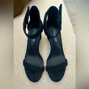 Jeffrey Campbell Black Laura Textured Leather Heels Sandals 6.5